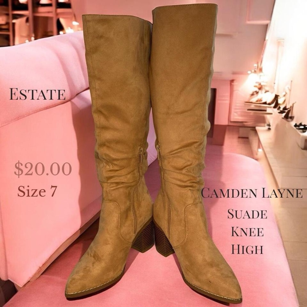 Camden Layne Suede Heeled Boots - Brown